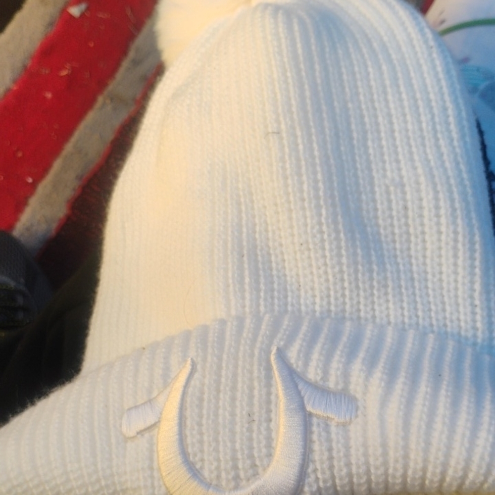 True Religion White Knit Beanie